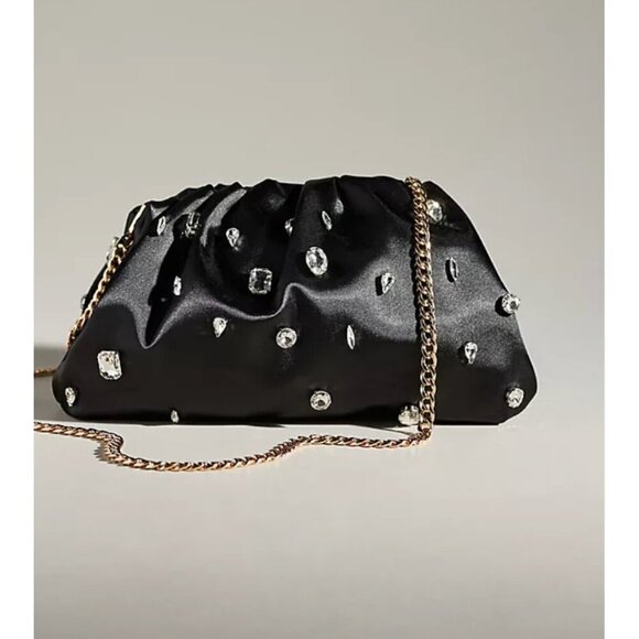 Anthropologie Frankie MINI Rhinestone Clutch Black - Picture 1 of 2